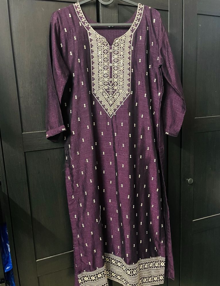 Embroidered Purple Kurta