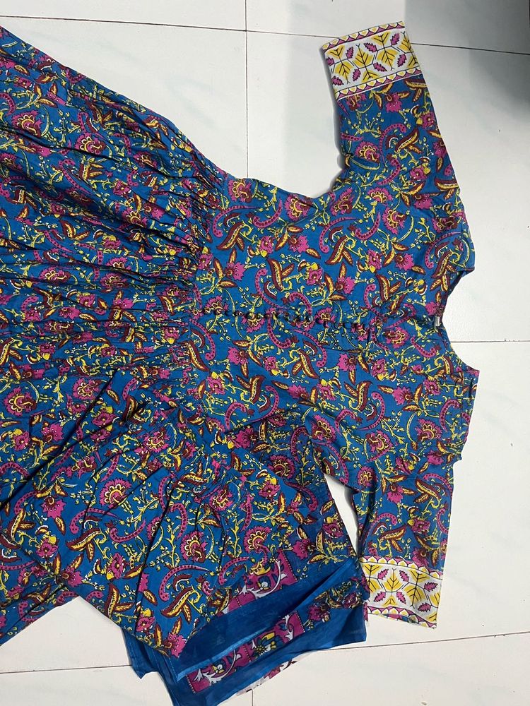Beautiful Cotton Floral Printed Anarkali