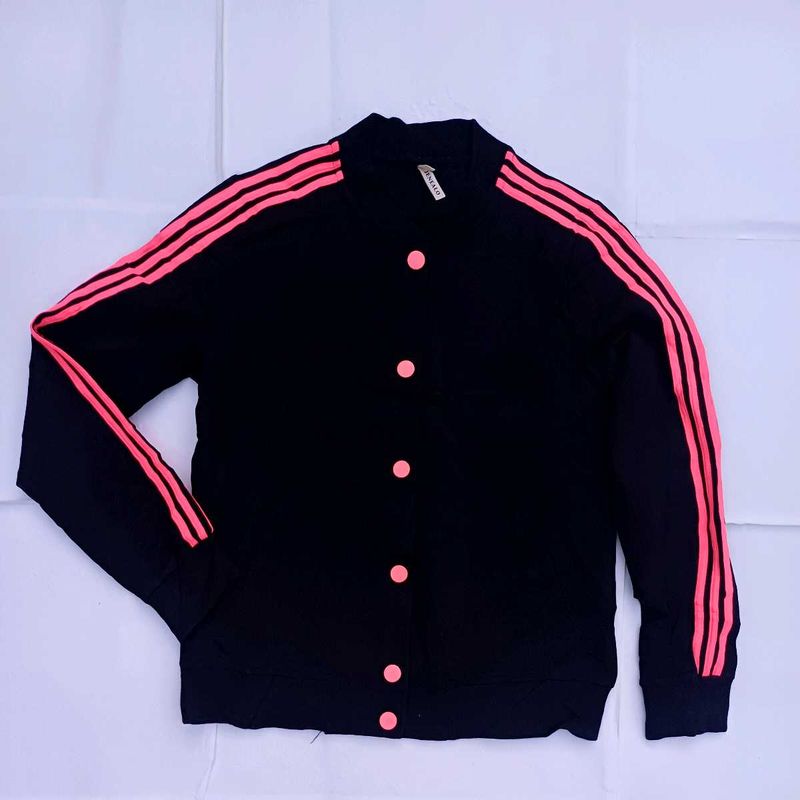 Black &amp; Pink Striped Button-Down Jacket