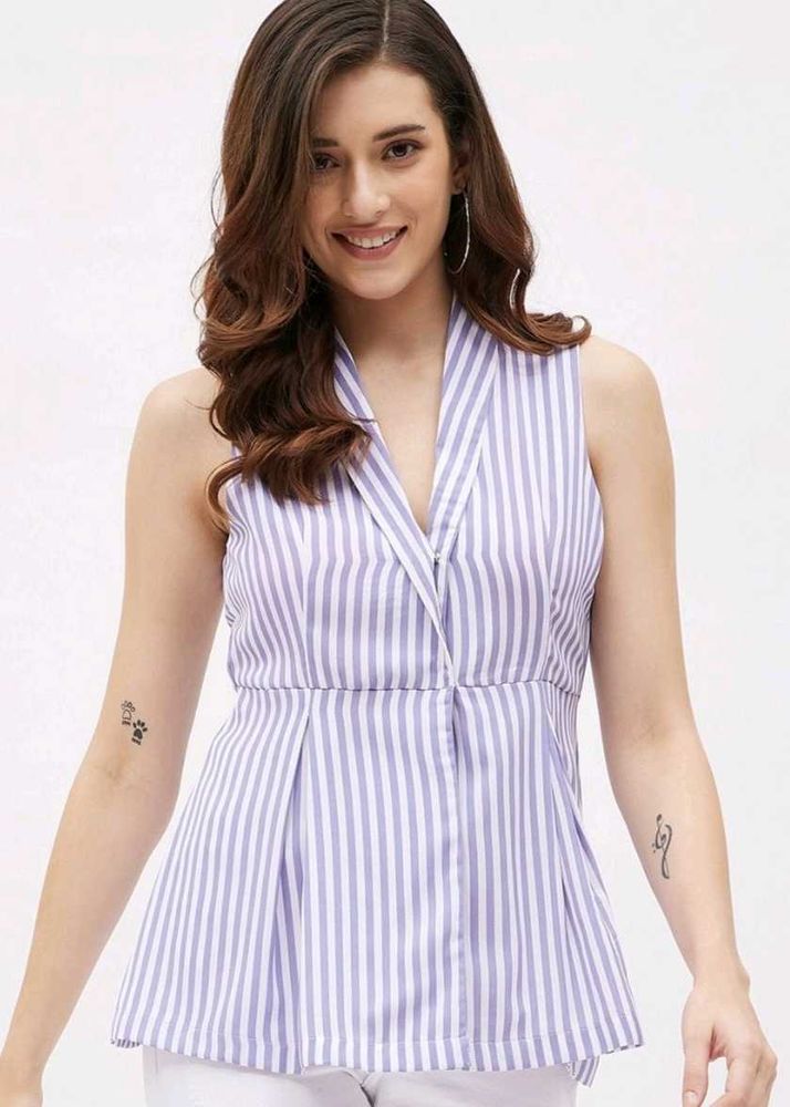 Striped Sleeveless Blouse