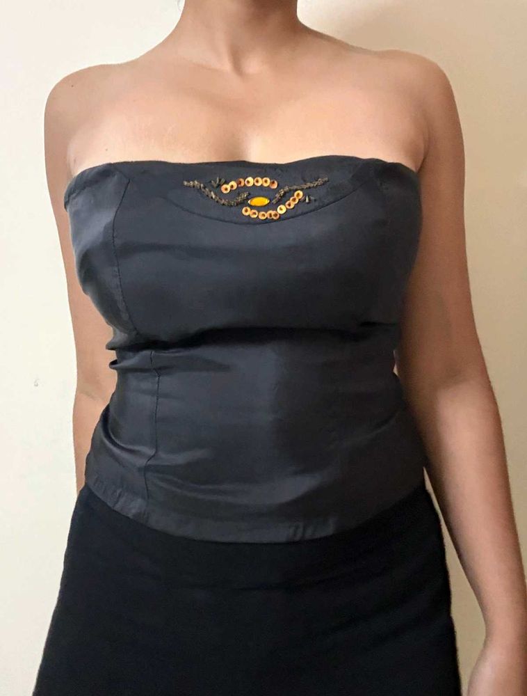 Black Strapless Tube Top