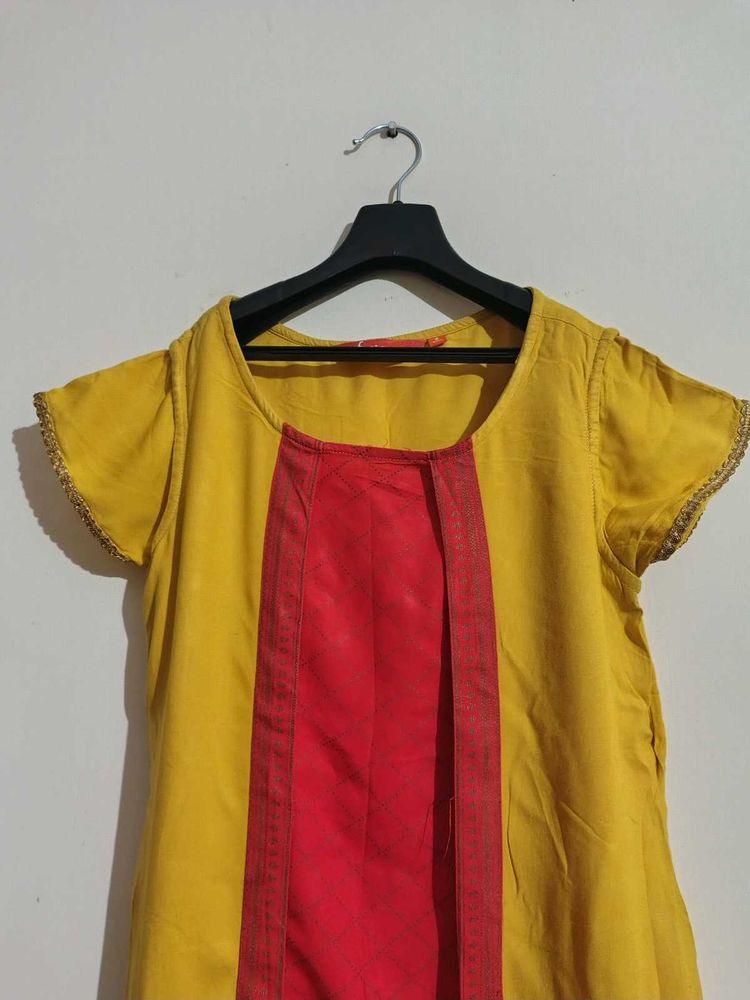 Printed Straight Layered Kurtha, Size:S