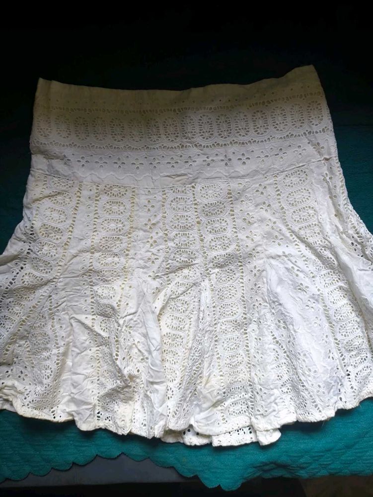 Cotton Crochet Short Skirt