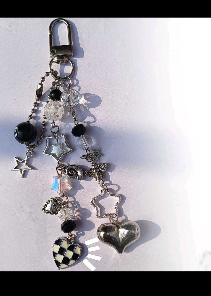 Heart &amp; Star Charm Keychain