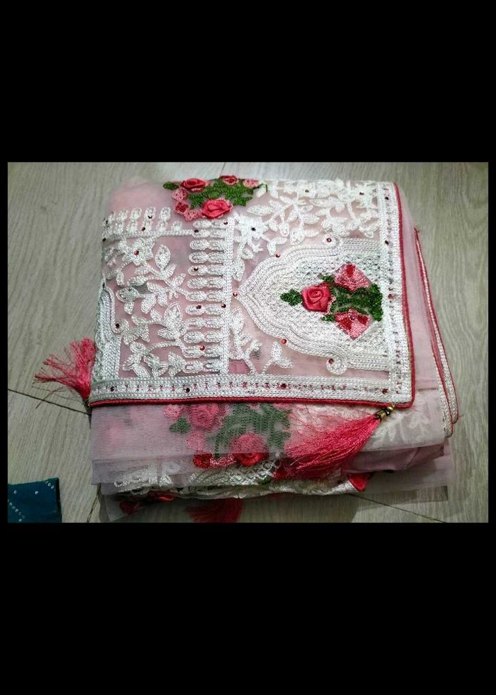 Elegant Pink Net Saree