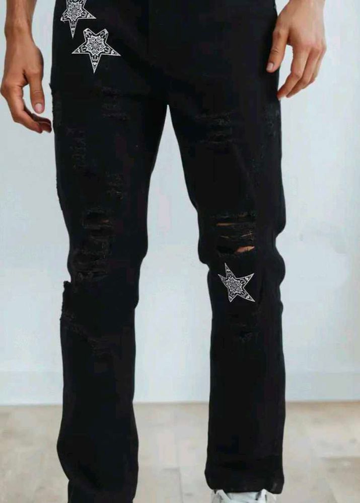 Shein Slim Fit Full Length Stars Placement Print D