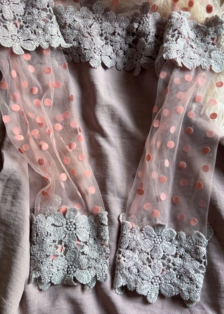Pretty Lace Detail Applique Top