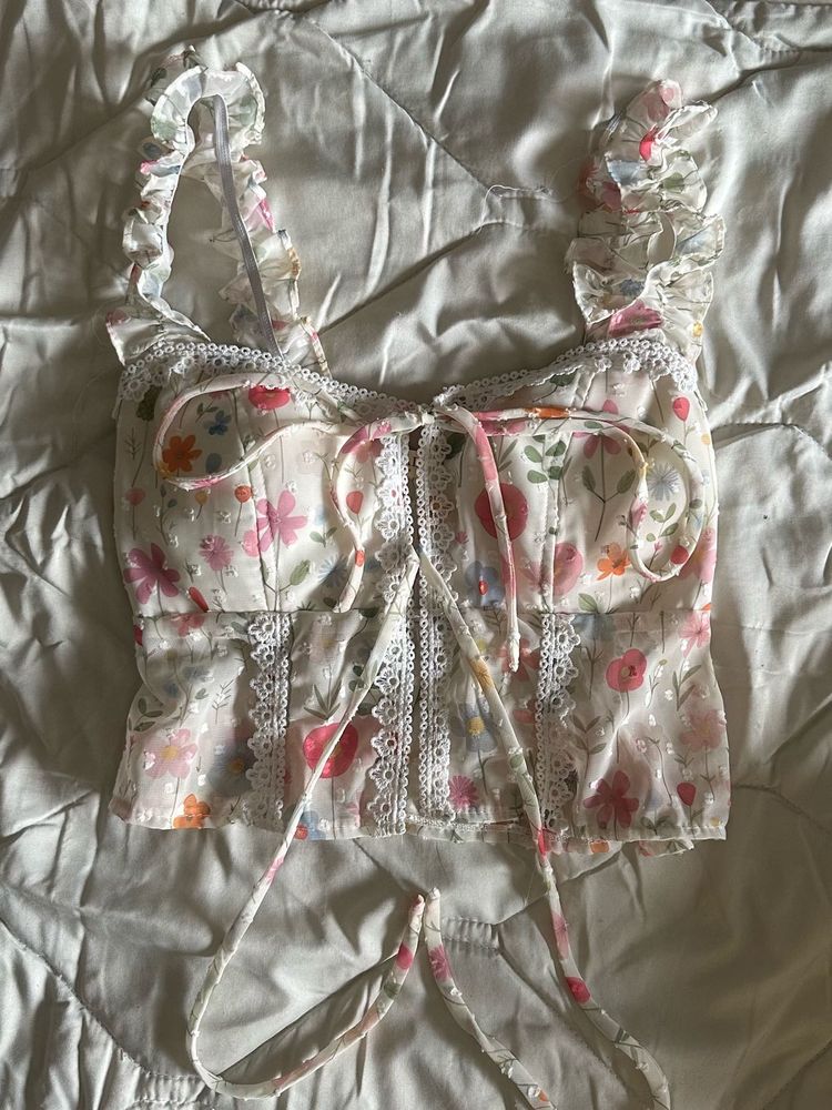 Floral tie-up top
