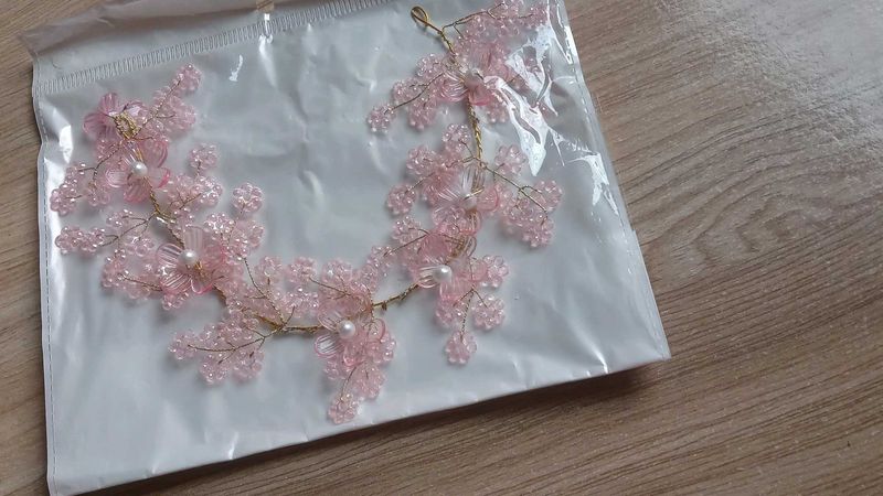 Pink Beaded Floral Headband