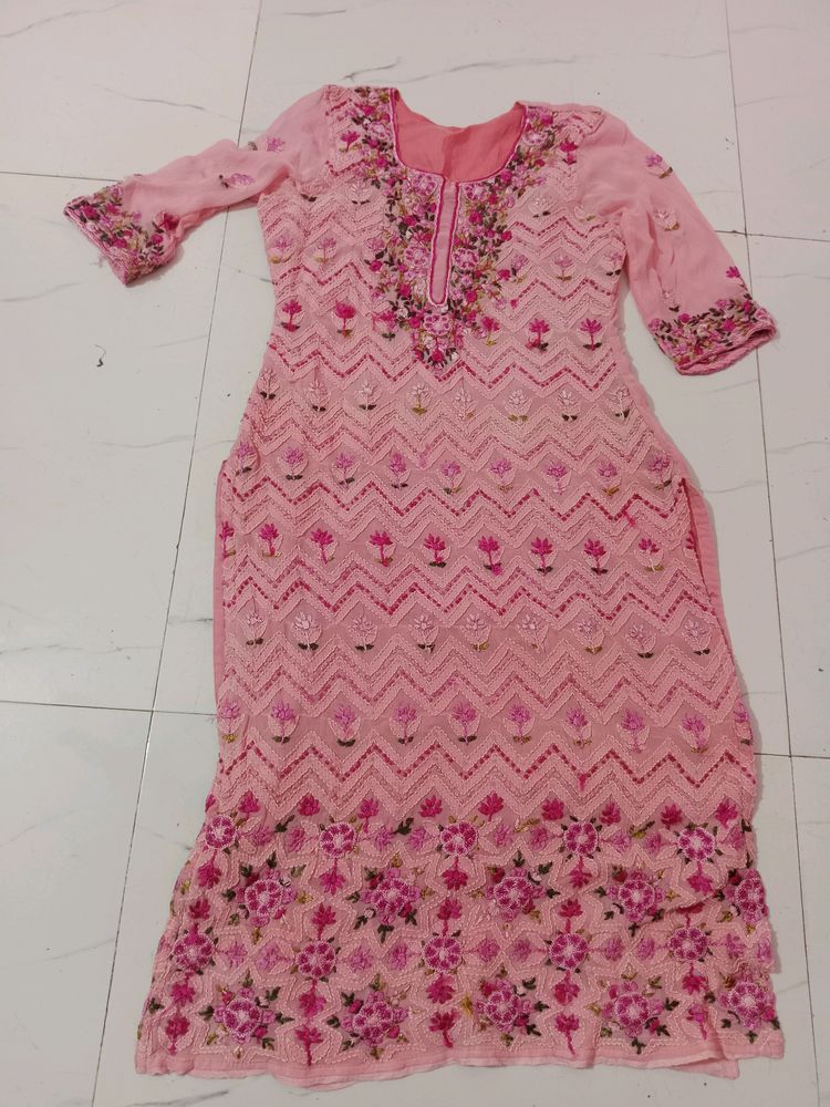 Pink Color Embroidery Suit With Salwar