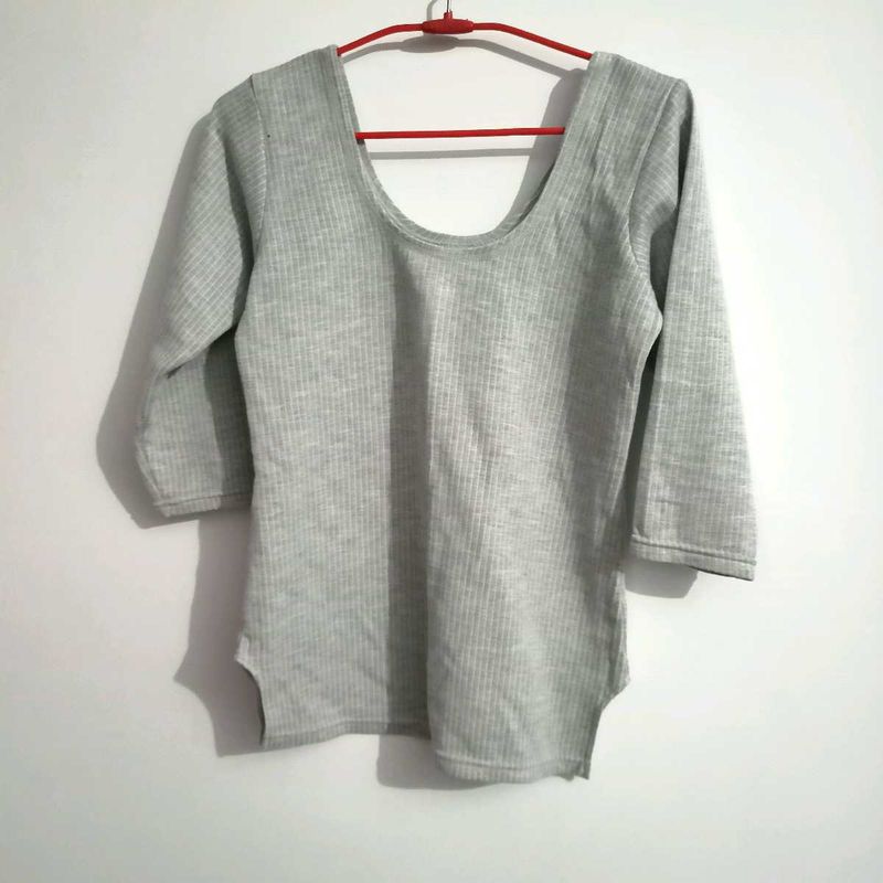 Grey 3/4 Sleeve Top winter wear