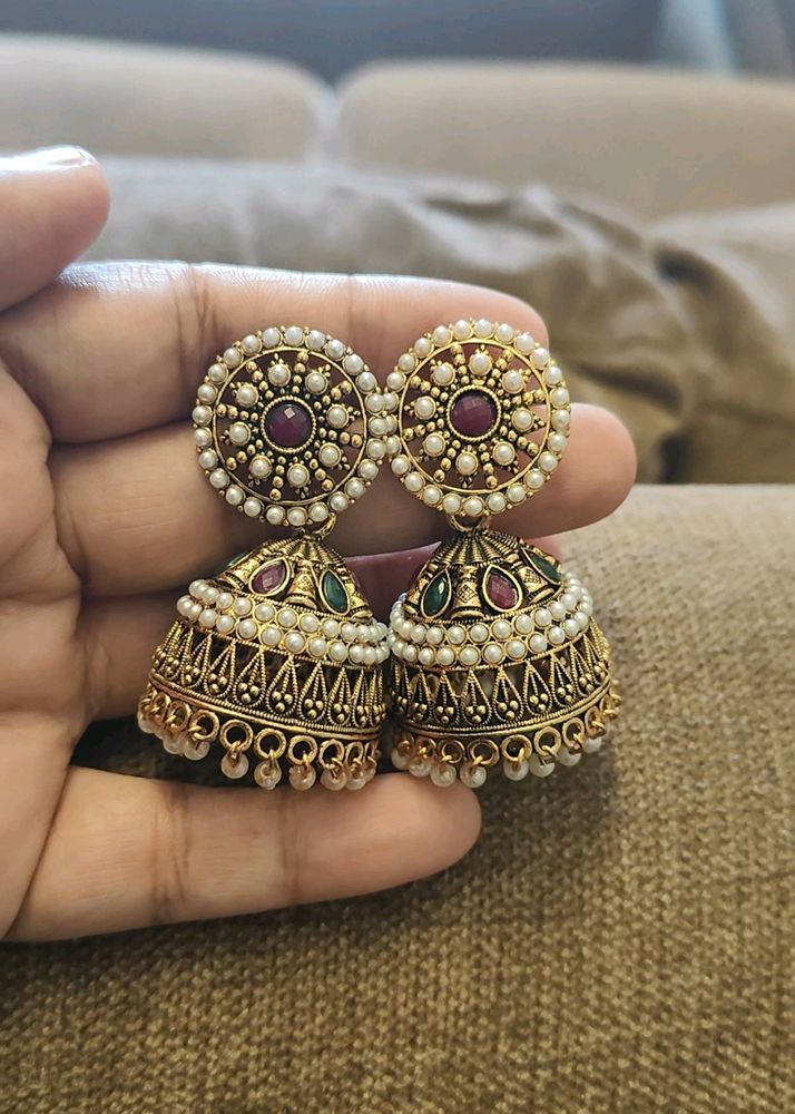 Artificial Meenakari Look Jhumkas