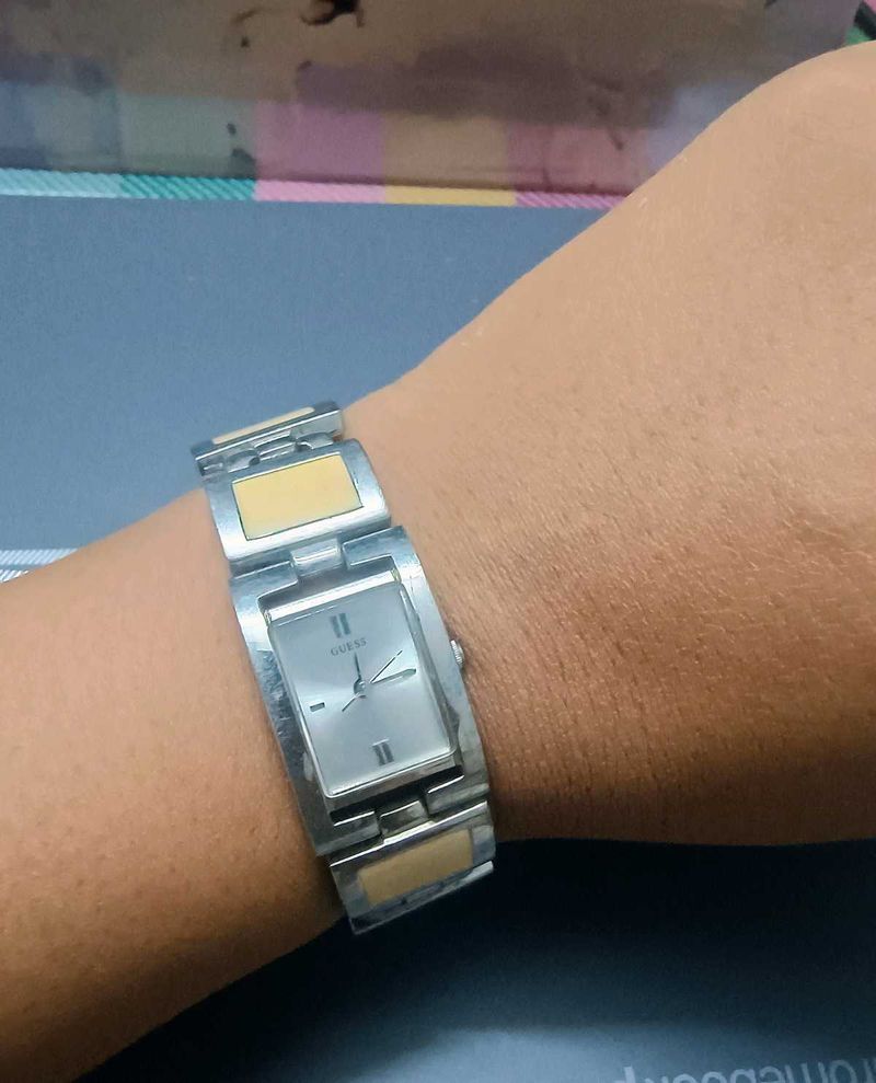 Vintage Guess Silver Enamel Watch