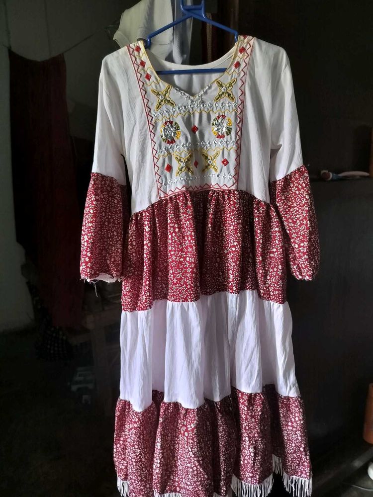 Boho Embroidered Midi Dress