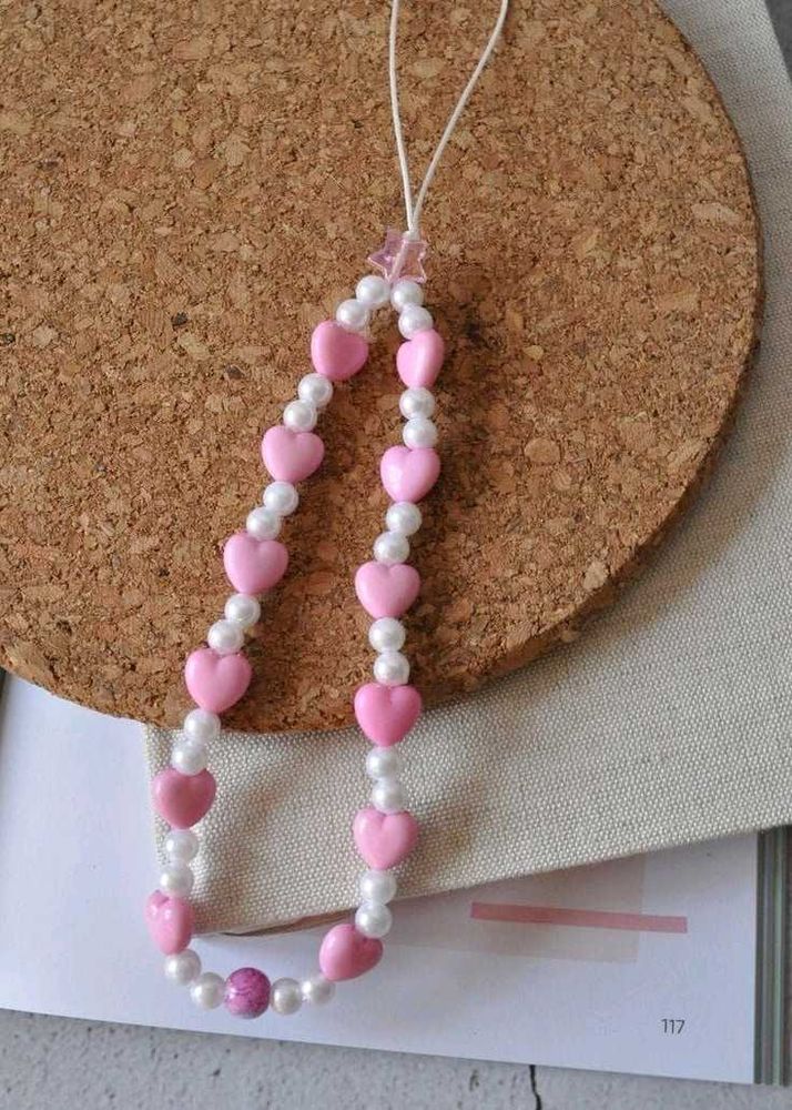 Heart Beaded Phone Charm