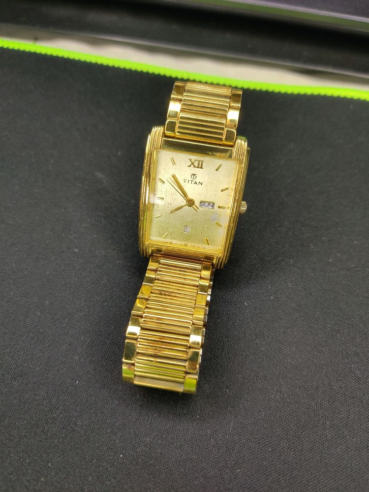 Titan Watch For Men 1072 YAB Gold Colour