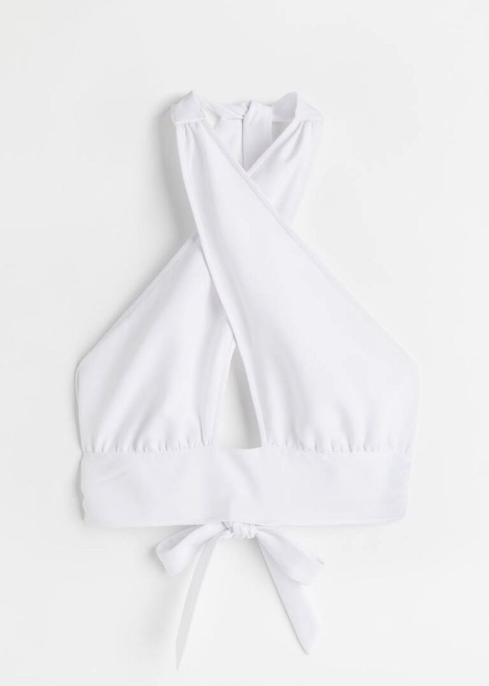 White Halter Crop Top