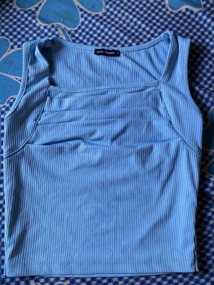 Blue Ribbed Tank Top