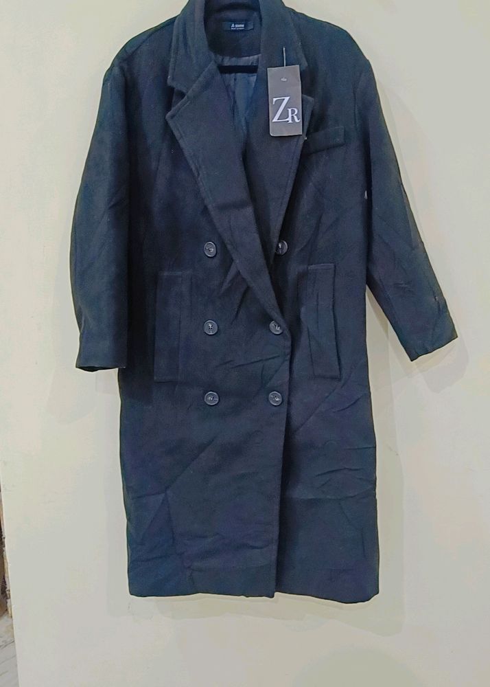 Women Black Trench Coat Heavy Quality