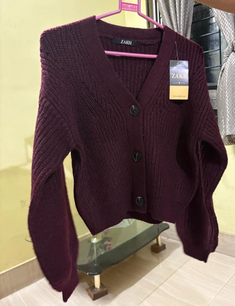 Burgundy Knit Cardigan
