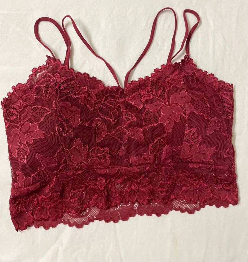 Wine Red Lace Bralette - Never Worn
