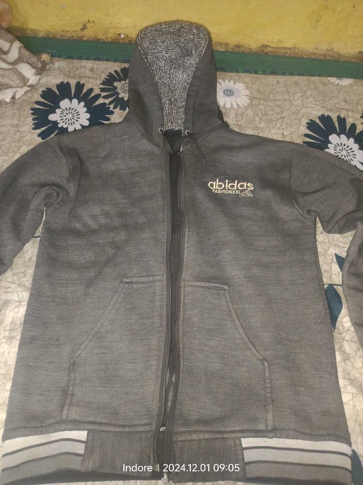 Dark Grey Jacket With Cap