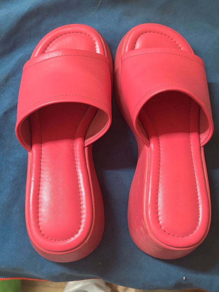 Pink Platform Slide Sandals