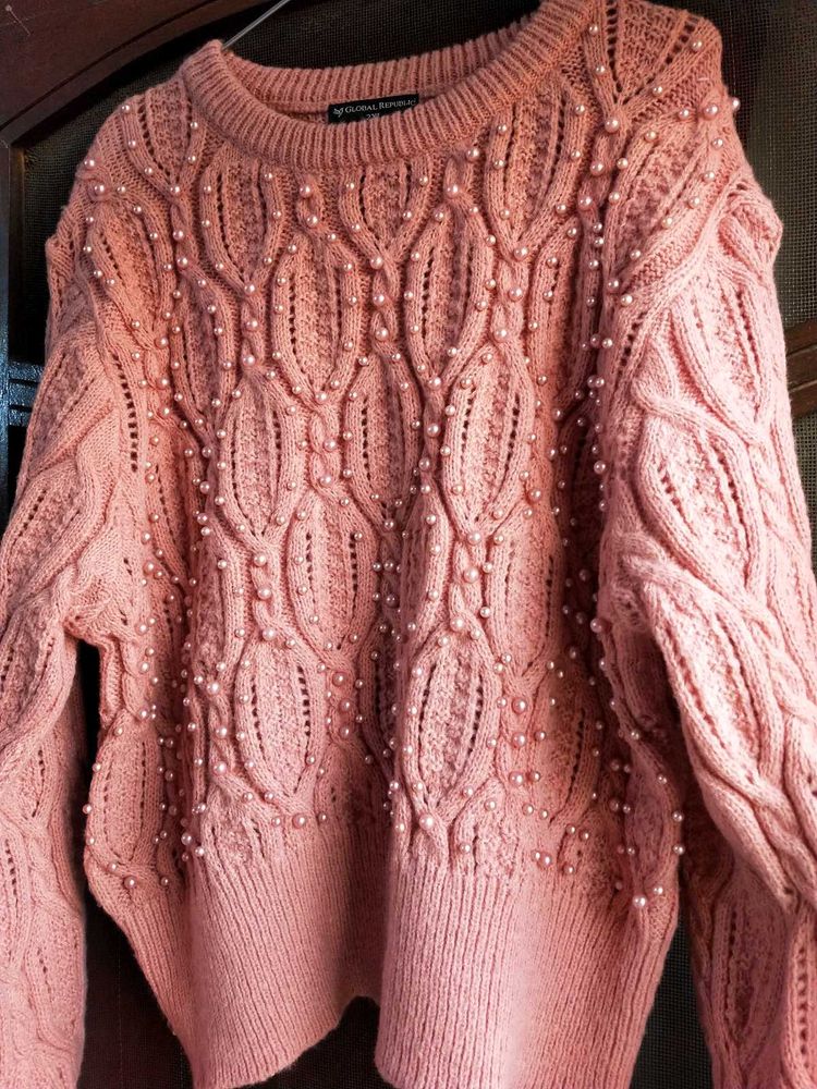 Pearl Embellished Knit Pullover GLOBAL REPUBLIC