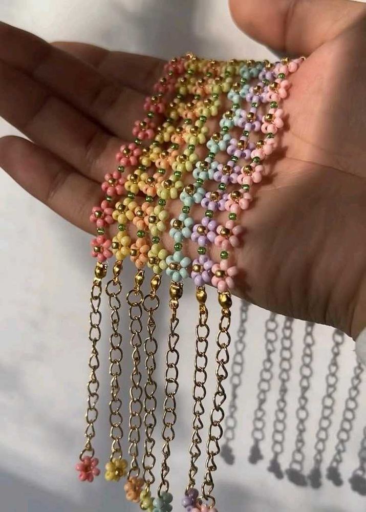 Rainbow Flower Beaded Bracelet