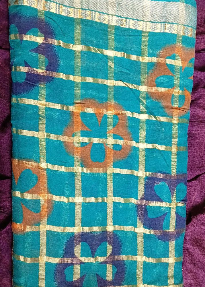 Teal &amp; Gold Checkered Fabric