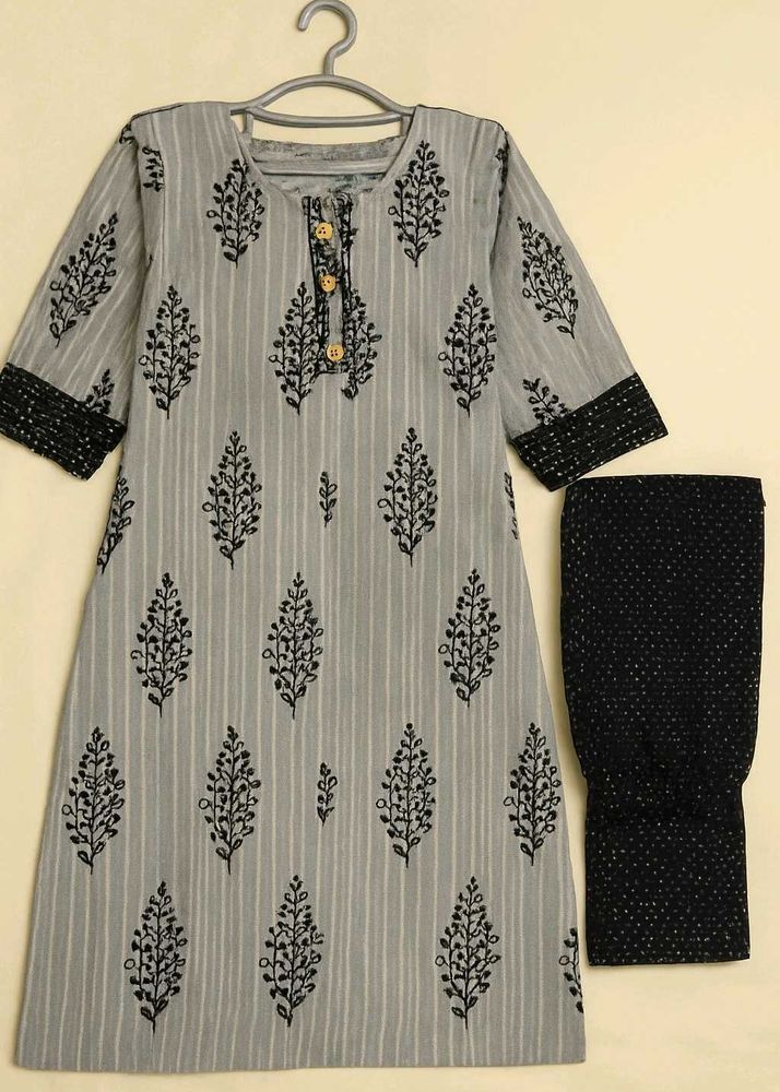 Gray Printed Kurti Set