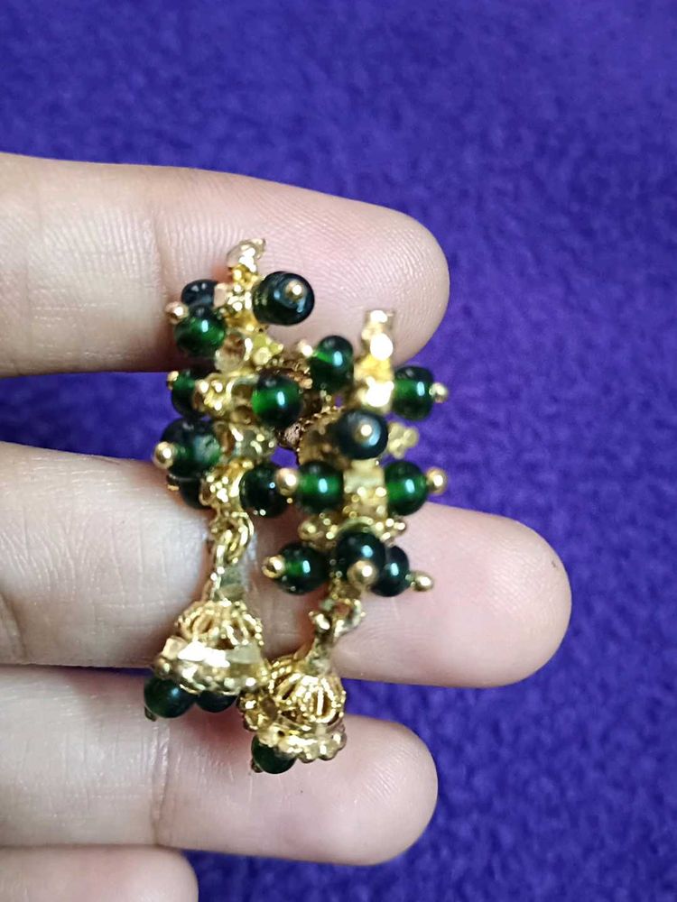 Green Jhumka Earrings