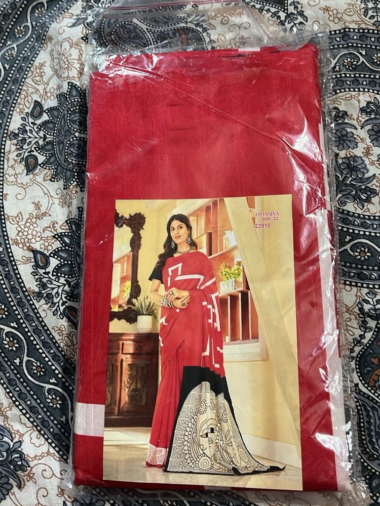 Red Art Silk Saree