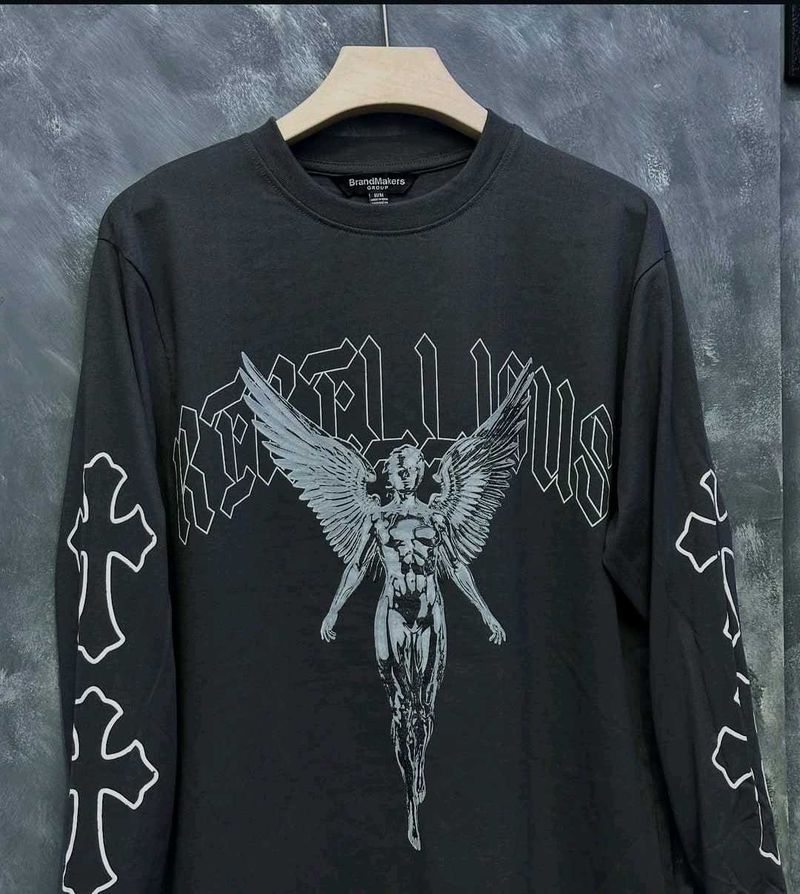 Rebellious Gothic Angel Oversized Tee