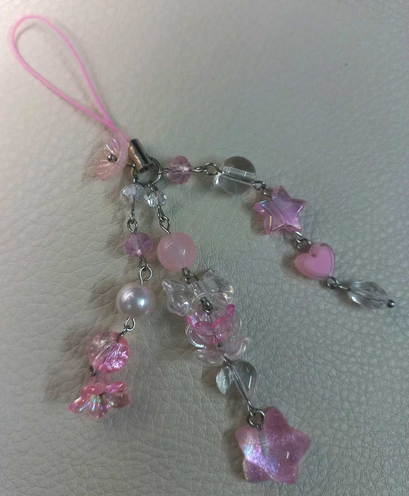 💖⭐ Handmade Pink Star Phone Charm with 3 Layers