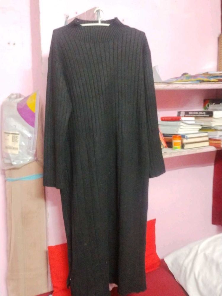 Black Ribbed Knit Dress for winters