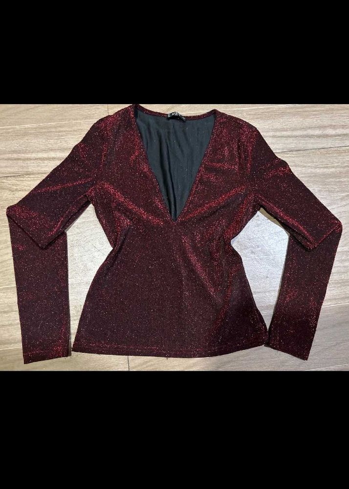 Maroon Sparkle Top