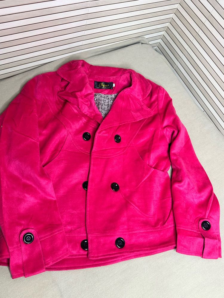 Pink Velvet Cropped Jacket
