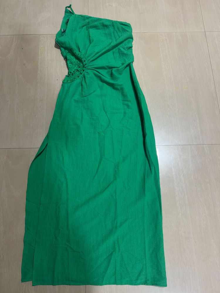 Green One-Shoulder Maxi Dress