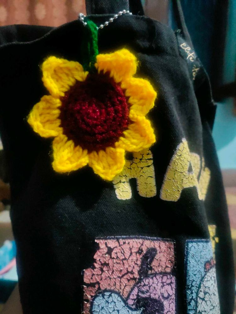 Crochet Sunflower Bag Charm