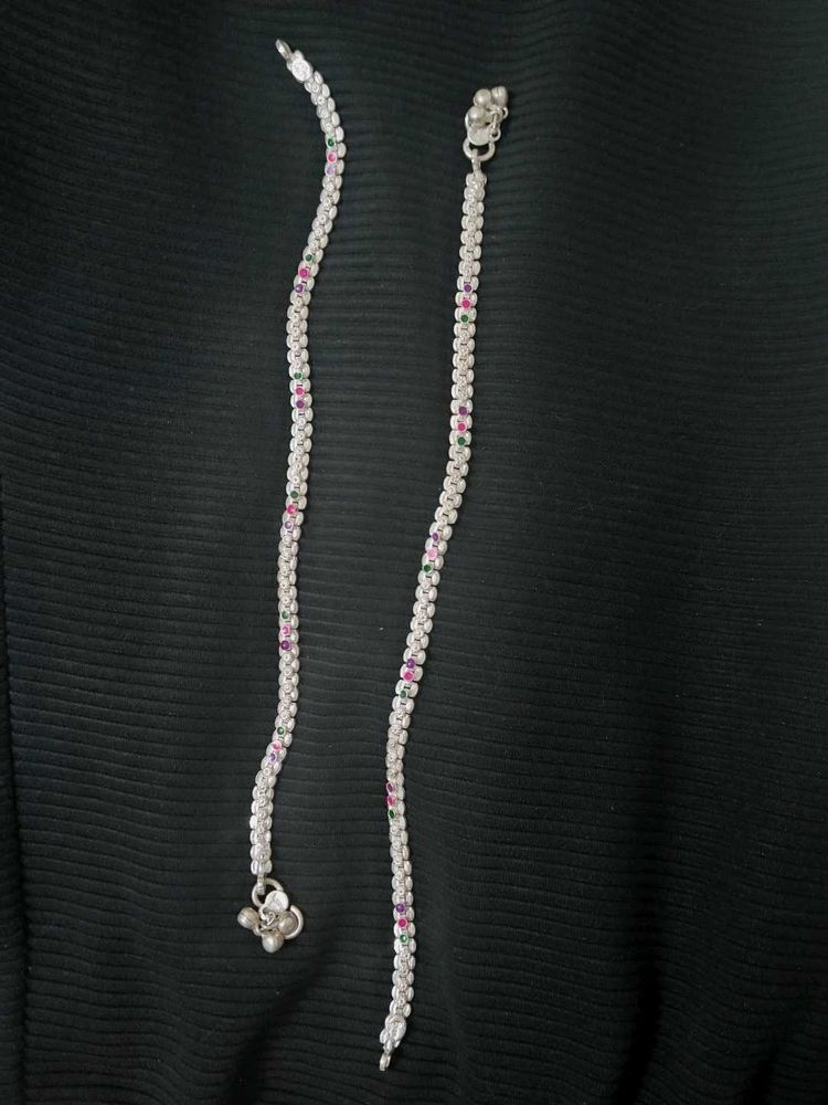Silver Anklet with Colorful Accents