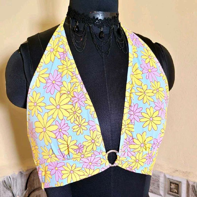 Floral Halter Crop Top Size 34 to 36 inches