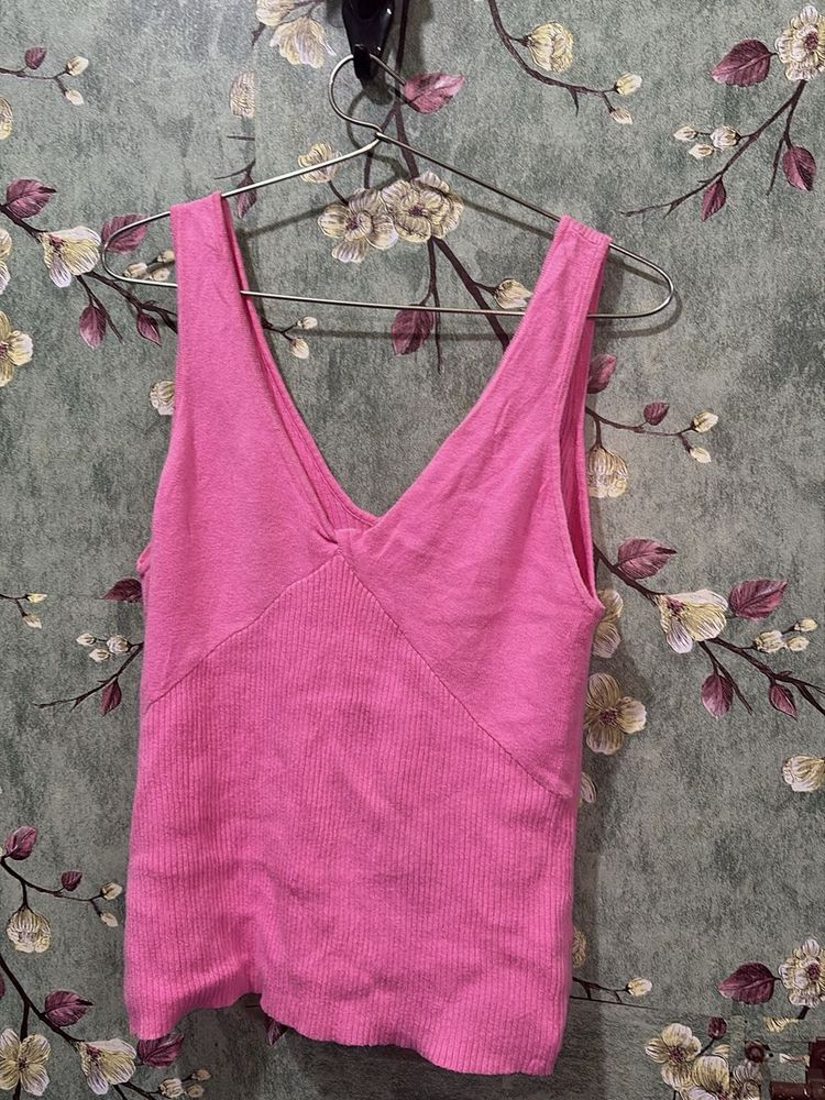 Pink Ribbed Tank Top