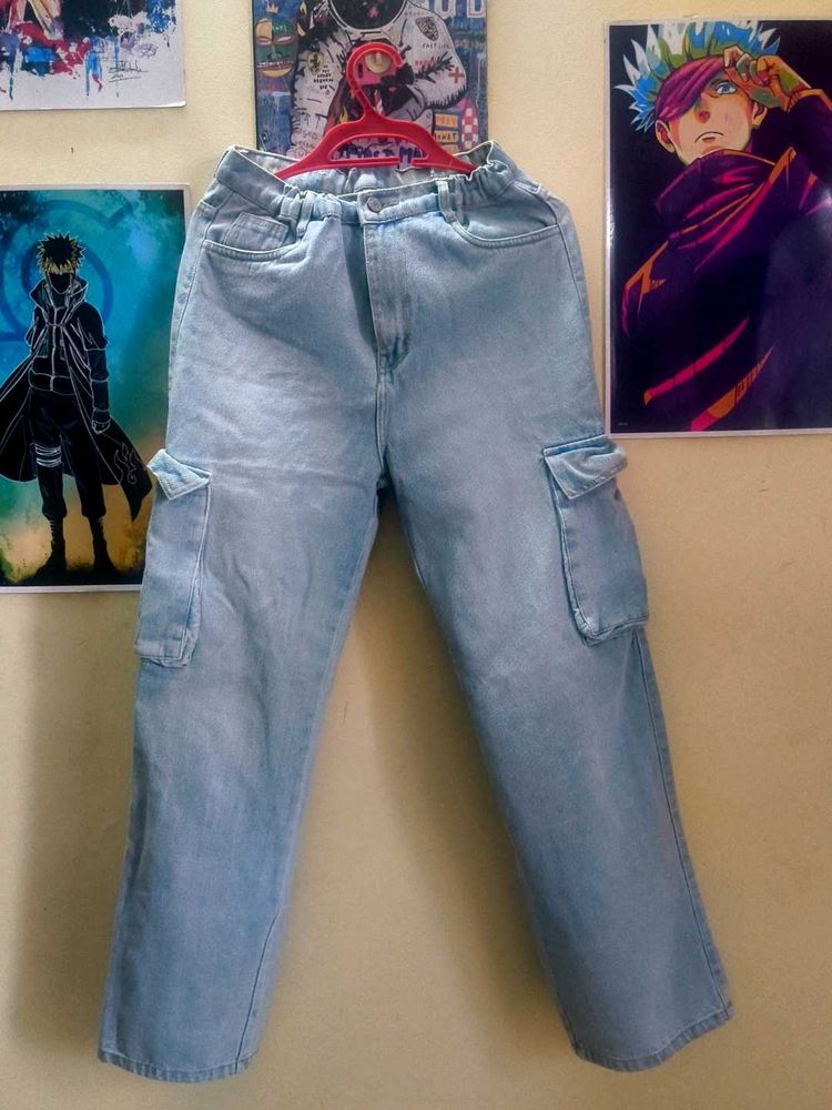 Light Wash Cargo Jeans