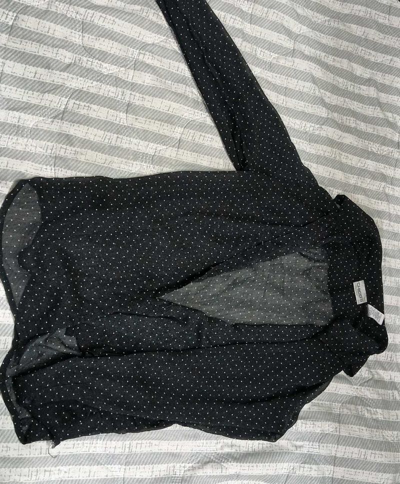 Mesh polka dot shirt