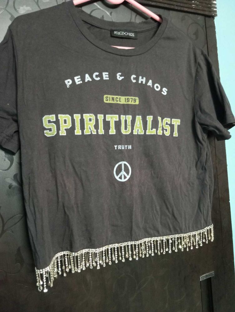 Peace&amp;chaos Crop T-shirt Jewel