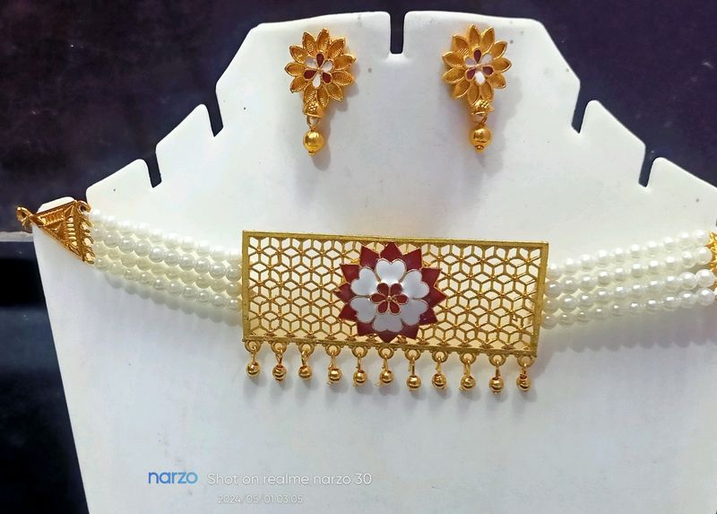 Beautiful Brass Zaali Work Jwellery Set For Girls