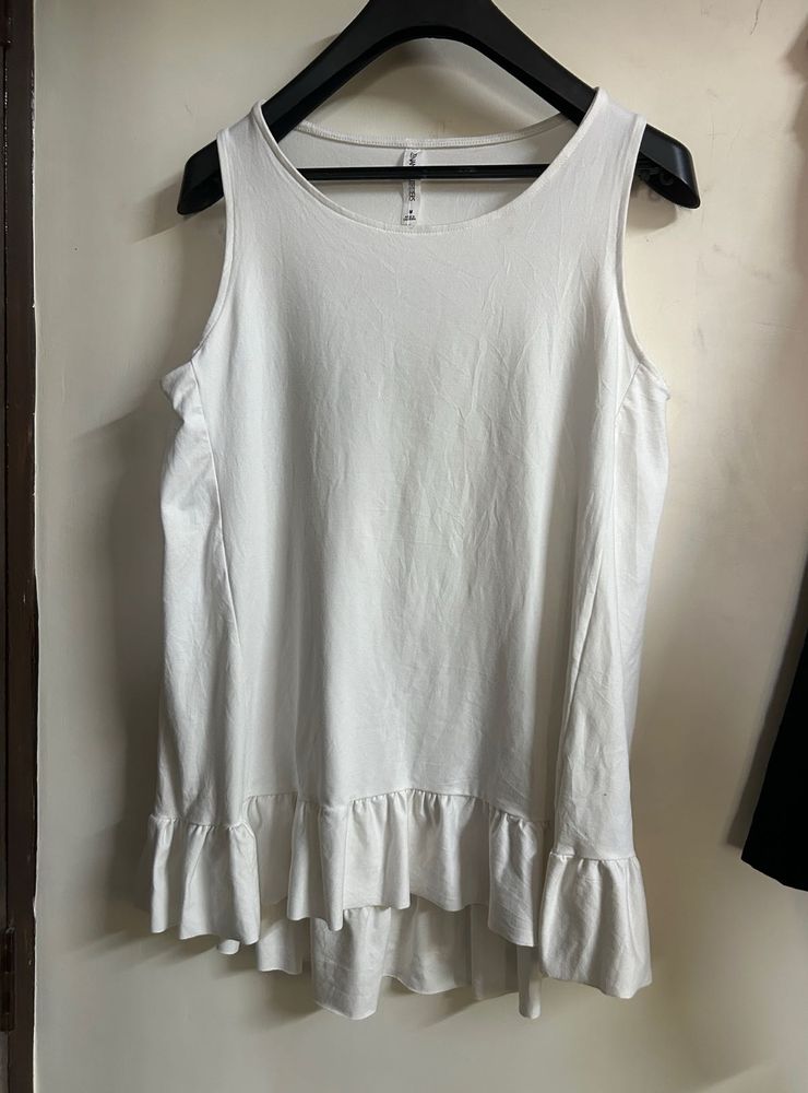 White Ruffle Tank Top
