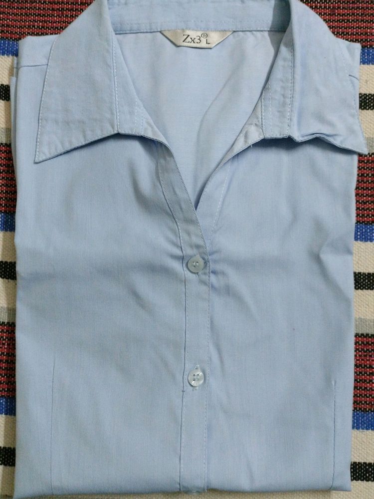 It is blue coloured formal shirt with very good fabric.