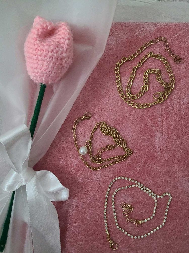Necklace Bundle with Knitted Flower